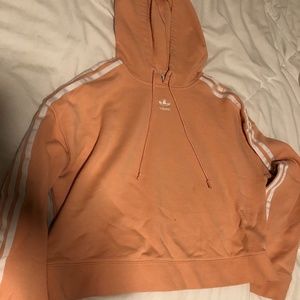Coral Cropped Adidas Hoodie